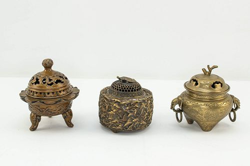 Grp: 3 Chinese Bronze/Brass Censers