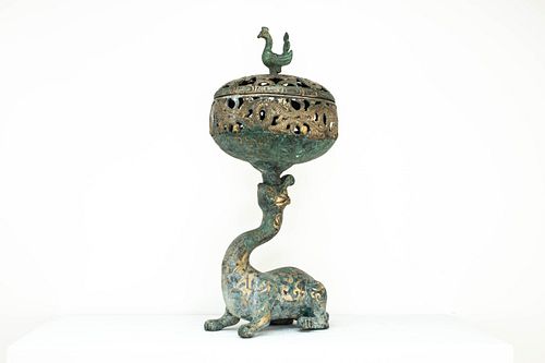 Tall Chinese Bronze Archaic Style Censer