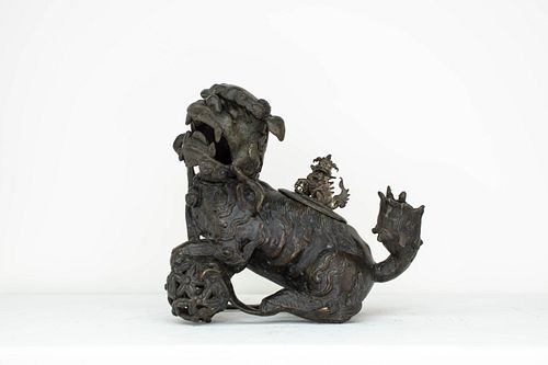 Chinese Bronze Censer in Shape of Foo Dog