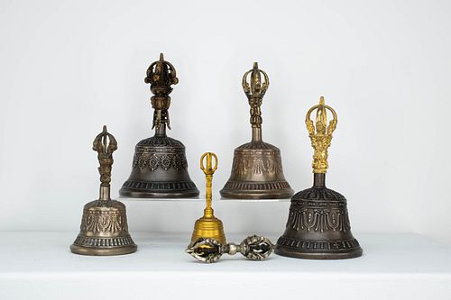 Grp: 5 Modern Tibetan Buddhist Bells and Vajras