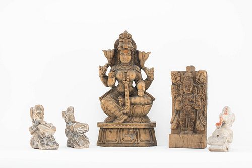 Grp: 5 Vintage Indian Wood Carvings