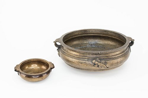 Set of 2 Tibetan Bronze Bowl Censers