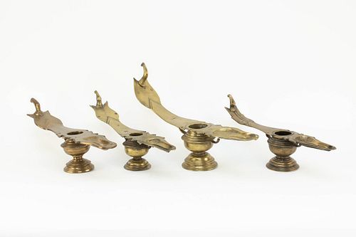 Grp: 4 Indian Bronze Ceremonial Oil Lamps