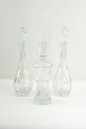 Grp: 3 Cut Crystal Glass Decanters, 2 Matching