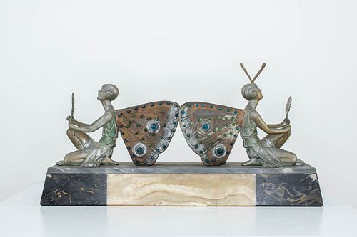Metal Figural Fairy Lamp on Mixed Stone Base