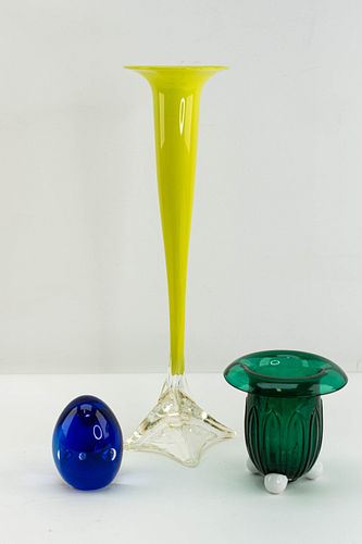 Grp: 3 Studio Art Glass Pieces - Seguso, Willsea