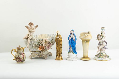 Grp: 6 Dresden Style European Porcelain Objects