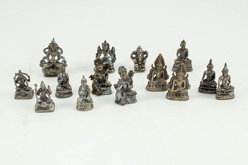Grp: 14 Miniature Metal Buddha Figures