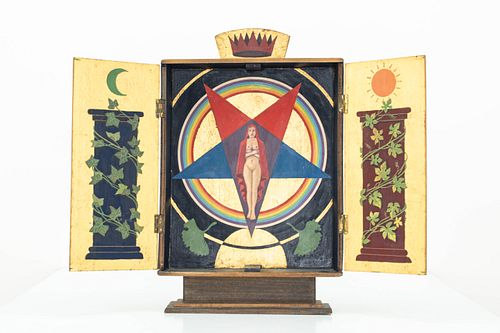 Hand-Painted Wood Reliquary