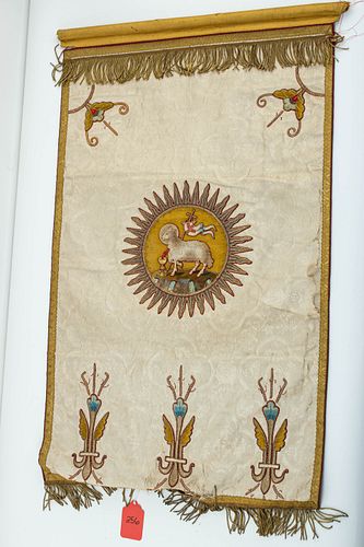 Christian Lamb of God Crucifixion Silk Tapestry