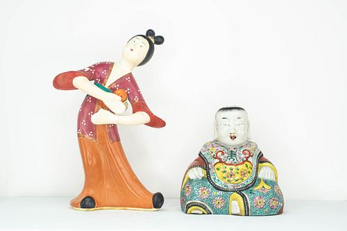 Grp: 2 Chinese Figure Statues