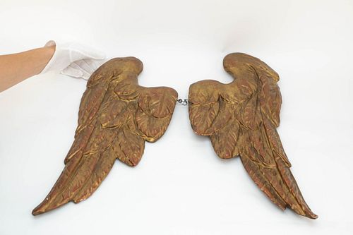 Pr Carved Gessoed Angel Wings 