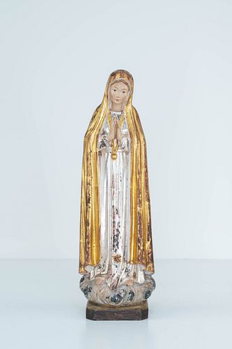 PEMA Italian Wood Carving of Mary in Gold Veil