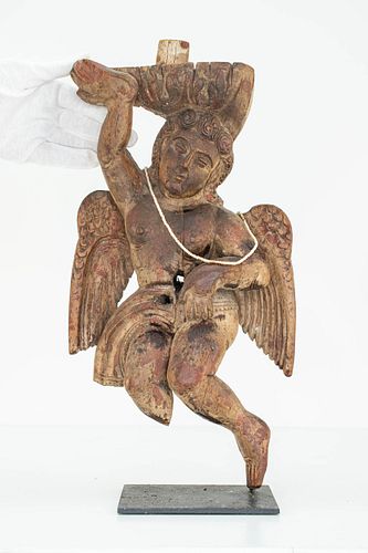 Carved Wood Angel on Stand