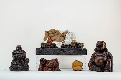 Grp: 5 Buddha Carvings & Sculptures