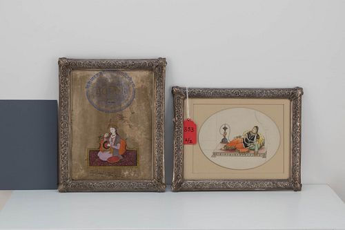 Grp: 2 Mixed Media Paintings in Silver Frames