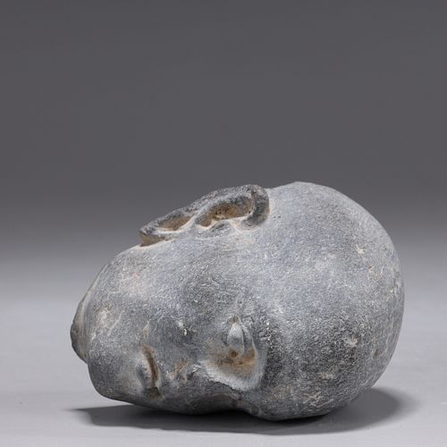 Gandharan Schist Head Fragment