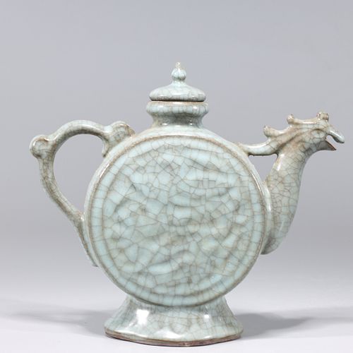 Chinese Celadon Crackle Glazed Porcelain Teapot