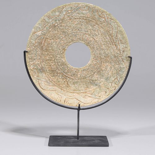 Antique Chinese Hardstone Bi Disc