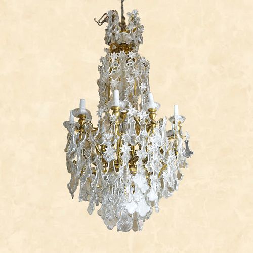 A fine and monumental XIX century bronze and star crystal french chandelier