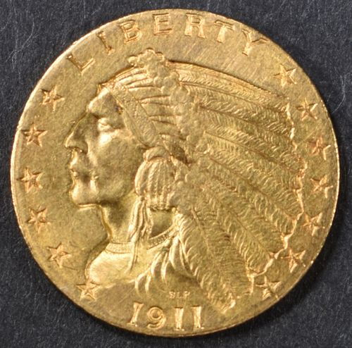 1911 GOLD $2.5 INDIAN  CH BU