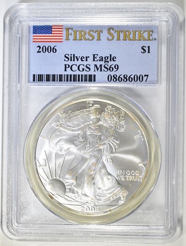 2006 AMER SILVER EAGLE  FIRST STRIKE PCGS MS 69