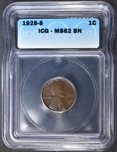 1928-S LINCOLN CENT  ICG MS-62 BN