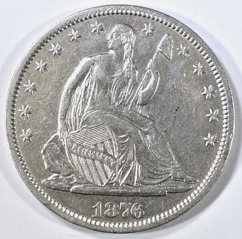 1876-CC SEATED LIBERTY HALF DOLLAR CH AU