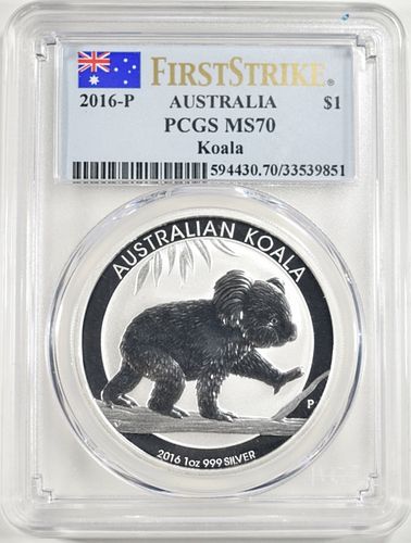 2016 P AUSTRALIA $1 KOALA  FS PCGS MS 70