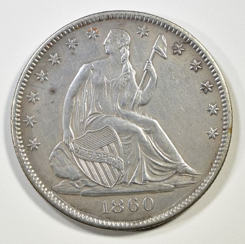 1860-O SEATED LIBERTY HALF DOLLAR AU/BU
