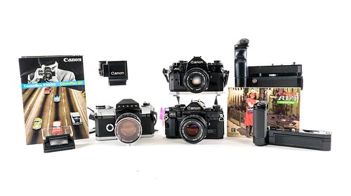 3 Vintage Canon Cameras & Accessories