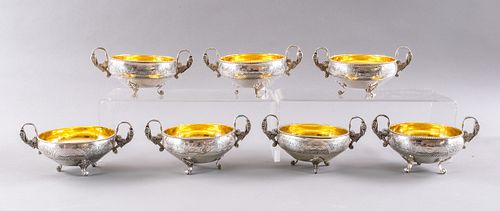 7 Armenian Silver Double Handled Bowls