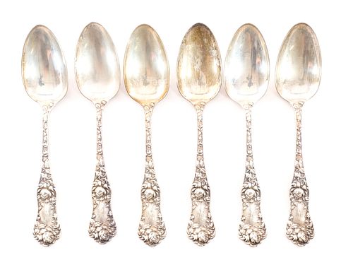 6 Shiebler American Beauty Sterling Serving Spoons