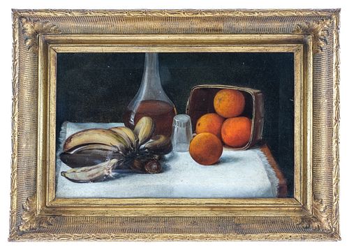 Still Life Painting - Oranges, Bananas, and Wine