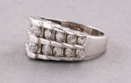 10K White Gold & Diamond Ring