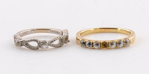 2 Crown of Light Gold & Diamond Rings - AS-IS