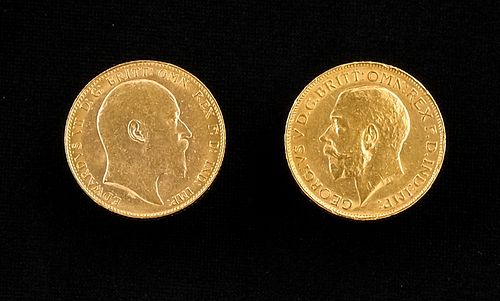 2 British Gold Sovereigns - Edward VII & George V