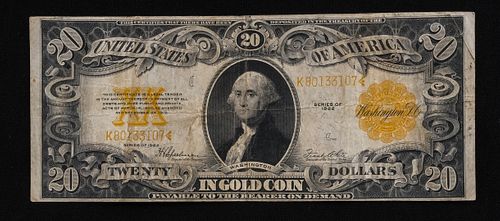 U.S. Series of 1922 $20 Gold Certificate