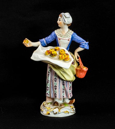 Meissen Porcelain Figurine of Woman with Apples