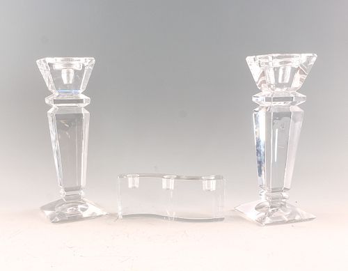 3 Glass / Crystal Candlesticks