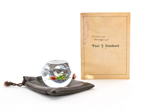 Paul J. Stankard Strawberry Art Glass Paperweight