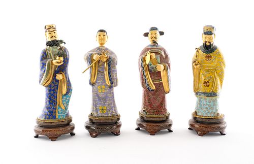 4 Chinese Cloisonne Immortals