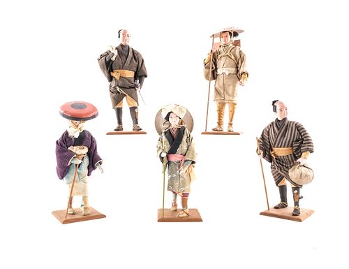 5 Vintage Japanese Traditional Dolls