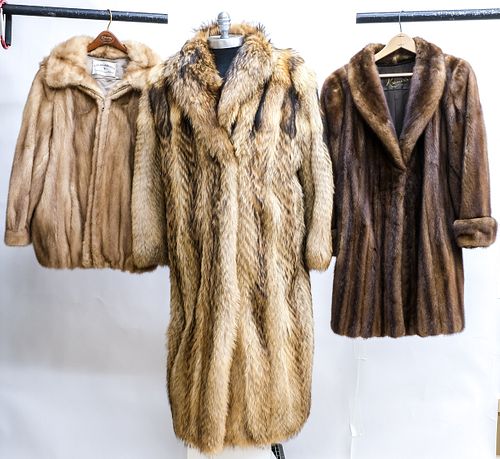 3 Women's Fur Coats - Tanuki, Mink