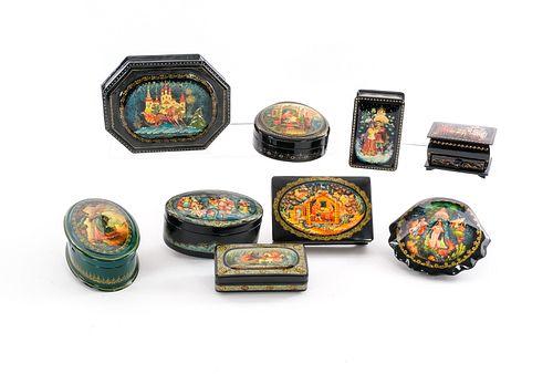 9 Russian Lacquer Boxes - Folk Tales