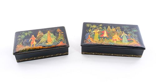 2 Vintage Russian Lacquer Boxes