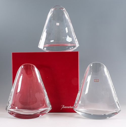 3 Baccarat Crystal Metronome Vases