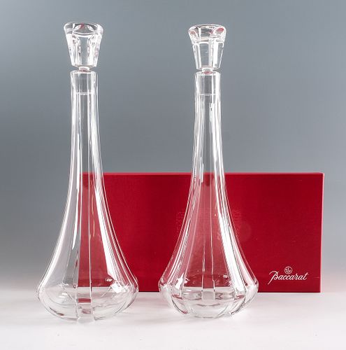 2 Baccarat Crystal Neptune Carafes / Decanters