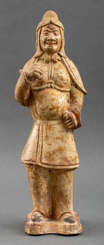 Chinese Sui Dynasty Pottery Figure of a Soldier