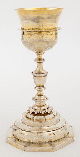Antique Silver Octagonal Chalice with Gold Wash